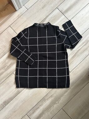 Loft mock neck checkered sweater- L petite